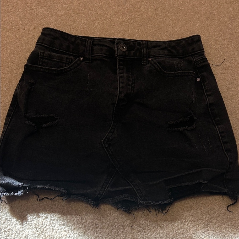 Wax Jean Black Distressed Mini Skirt